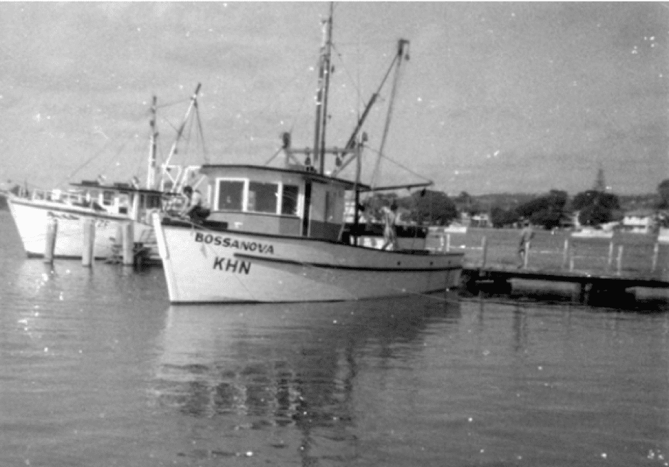 Fishing Trawler The ‘bossanova’, Built And Owned By H. A. ‘sonny’ Chaplin, Pictured At The Fish Board Jetty At Noosaville, Ca 1960